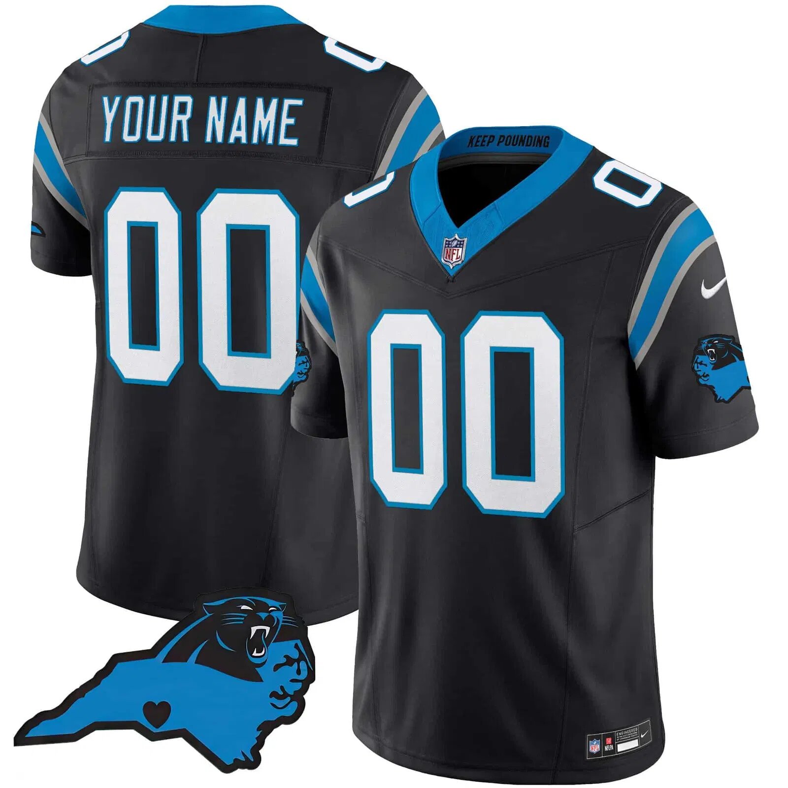 Men Carolina Panthers Black 2024 Nike Vapor Limited Custom NFL Jersey style 1